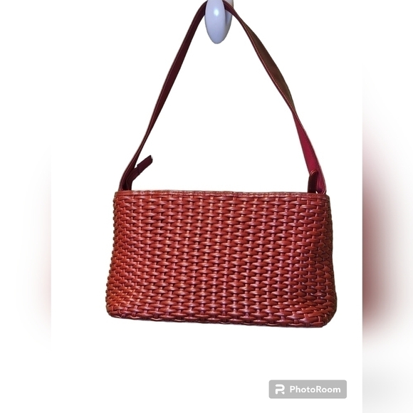 Kenneth Cole Reaction red basket weave purse. - Picture 3 of 8